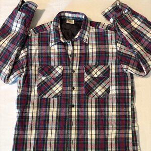 Five Brother Quilted Flannel Shirt Jacket Mens L Plaid Lined Workwear Shacket